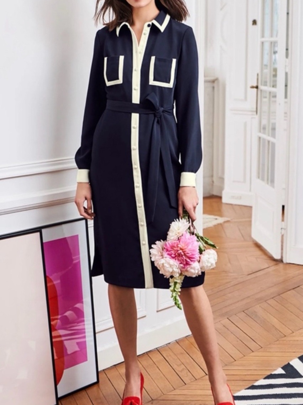 Boden Midi Dress - size 16/18 - navy